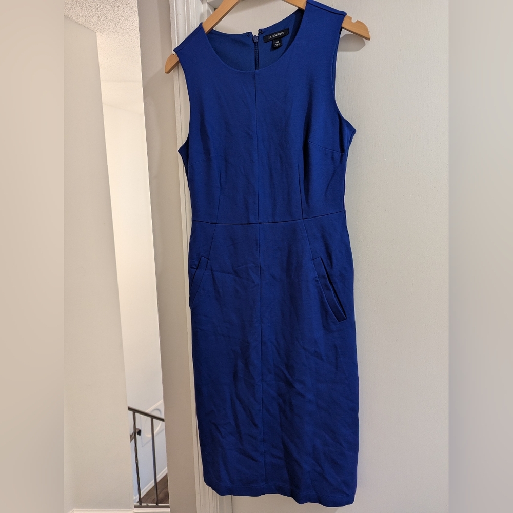 Lands' End Blue Sleeveless Sheath Dress